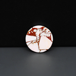 Stabilized Pink Dahlia Round Cabochon 17x17x4mm 10ct - soft pink and white with bronze veining, Kingman Arizona - Pedra Gems.