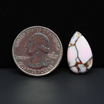 Stabilized Pink Dahlia Pear Cabochon 20x12x4mm 8ct - soft pink and white with bronze veining, Kingman Arizona - Pedra Gems.