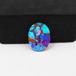 Stabilized Purple Mohave (Mojave) Turquoise Oval Cabochon 17x13x4mm 8.5ct - purple with blue Kingman turquoise nuggets and bronze veining - Pedra Gems.