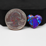 Stabilized Purple Mohave (Mojave) Turquoise Heart Cabochon 16x17x4mm 8ct - purple with blue Kingman turquoise nuggets and bronze veining - Pedra Gems.