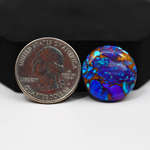 Stabilized Purple Mohave (Mojave) Turquoise Round Cabochon 20x20x5mm 19ct - purple with blue Kingman turquoise nuggets and bronze veining - Pedra Gems.