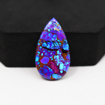 Stabilized Purple Mohave (Mojave) Turquoise Pear Cabochon 30x17x4mm 21.5ct - purple with blue Kingman turquoise nuggets and bronze veining - Pedra Gems.