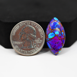 Stabilized Purple Mohave (Mojave) Turquoise Marquise Cabochon 26x14x4mm 12ct - purple with blue Kingman turquoise nuggets and bronze veining - Pedra Gems.