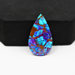 Stabilized Purple Mohave (Mojave) Turquoise Pear Cabochon 28x16x5mm 17.5ct - purple with blue Kingman turquoise nuggets and bronze veining - Pedra Gems.
