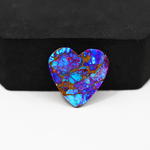 Stabilized Purple Mohave (Mojave) Turquoise Heart Cabochon 19x19x5mm 16ct - purple with blue Kingman turquoise nuggets and bronze veining - Pedra Gems.