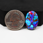 Stabilized Purple Mohave (Mojave) Turquoise Oval Cabochon 22x15x4mm 13.5ct - purple with blue Kingman turquoise nuggets and bronze veining - Pedra Gems.
