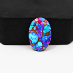Stabilized Purple Mohave (Mojave) Turquoise Oval Cabochon 22x15x4mm 13.5ct - purple with blue Kingman turquoise nuggets and bronze veining - Pedra Gems.
