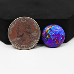 Stabilized Purple Mohave (Mojave) Turquoise Round Cabochon 17x17x5mm 11.5ct - purple with blue Kingman turquoise nuggets and bronze veining - Pedra Gems.