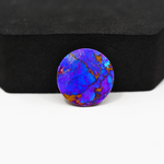 Stabilized Purple Mohave (Mojave) Turquoise Round Cabochon 17x17x5mm 11.5ct - purple with blue Kingman turquoise nuggets and bronze veining - Pedra Gems.