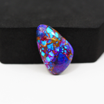 Stabilized Purple Mohave (Mojave) Turquoise Freeform Cabochon 24x15x5mm 15.5ct - purple with blue Kingman turquoise nuggets and bronze veining - Pedra Gems.