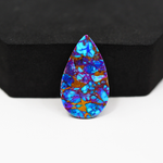 Stabilized Purple Mohave (Mojave) Turquoise Pear Cabochon 26x15x5mm 15ct - purple with blue Kingman turquoise nuggets and bronze veining - Pedra Gems.