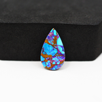Stabilized Purple Mohave (Mojave) Turquoise Pear Cabochon 19x11x3mm 6ct - purple with blue Kingman turquoise nuggets and bronze veining - Pedra Gems.