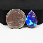Stabilized Purple Mohave (Mojave) Turquoise Pear Cabochon 21x14x4mm 11.5ct - purple with blue Kingman turquoise nuggets and bronze veining - Pedra Gems.