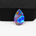 Stabilized Purple Mohave (Mojave) Turquoise Pear Cabochon 21x14x4mm 11.5ct - purple with blue Kingman turquoise nuggets and bronze veining - Pedra Gems.
