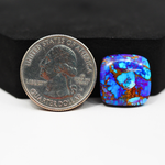 Stabilized Purple Mohave (Mojave) Turquoise Cushion Cabochon 16x16x4mm 12.5ct - purple with blue Kingman turquoise nuggets and bronze veining - Pedra Gems.