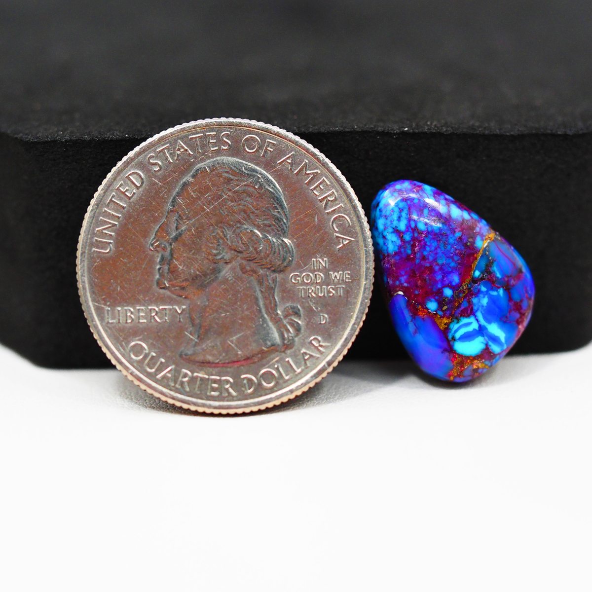 Stabilized Purple Mohave (Mojave) Turquoise Freeform Cabochon 17x12x4mm 8ct - purple with blue Kingman turquoise nuggets and bronze veining - Pedra Gems.