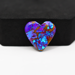 Stabilized Purple Mohave (Mojave) Turquoise Heart Cabochon 20x21x4mm 14ct - purple with blue Kingman turquoise nuggets and bronze veining - Pedra Gems.