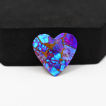 Stabilized Purple Mohave (Mojave) Turquoise Heart Cabochon 20x21x4mm 14ct - purple with blue Kingman turquoise nuggets and bronze veining - Pedra Gems.
