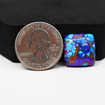 Stabilized Purple Mohave (Mojave) Turquoise Cushion Cabochon 16x16x5mm 13.5ct - purple with blue Kingman turquoise nuggets and bronze veining - Pedra Gems.