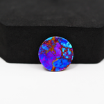 Stabilized Purple Mohave (Mojave) Turquoise Round Cabochon 17x17x4mm 10.5ct - purple with blue Kingman turquoise nuggets and bronze veining - Pedra Gems.