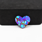 Stabilized Purple Mohave (Mojave) Turquoise Heart Cabochon 14x17x4mm 8.5ct - purple with blue Kingman turquoise nuggets and bronze veining - Pedra Gems.