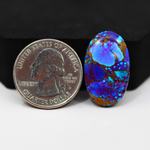 Stabilized Purple Mohave (Mojave) Turquoise Oval Cabochon 26x16x4mm 16.5ct - purple with blue Kingman turquoise nuggets and bronze veining - Pedra Gems.
