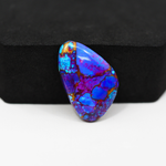 Stabilized Purple Mohave (Mojave) Turquoise Freeform Cabochon 24x15x5mm 15.5ct - purple with blue Kingman turquoise nuggets and bronze veining - Pedra Gems.