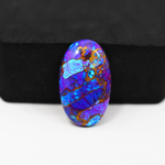 Stabilized Purple Mohave (Mojave) Turquoise Oval Cabochon 24x14x5mm 15ct - purple with blue Kingman turquoise nuggets and bronze veining - Pedra Gems.