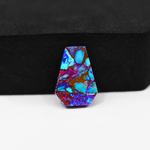 Stabilized Purple Mohave (Mojave) Turquoise Coffin Cabochon 18x12x4mm 9ct - purple with blue Kingman turquoise nuggets and bronze veining - Pedra Gems.