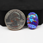 Stabilized Purple Mohave (Mojave) Turquoise Oval Cabochon 26x14x4mm 11.5ct - purple with blue Kingman turquoise nuggets and bronze veining - Pedra Gems.