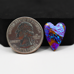 Stabilized Purple Mohave (Mojave) Turquoise Heart Cabochon 18x14x4mm 8.5ct - purple with blue Kingman turquoise nuggets and bronze veining - Pedra Gems.