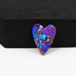 Stabilized Purple Mohave (Mojave) Turquoise Heart Cabochon 18x14x4mm 8.5ct - purple with blue Kingman turquoise nuggets and bronze veining - Pedra Gems.