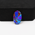 Stabilized Purple Mohave (Mojave) Turquoise Oval Cabochon 18x11x3mm 6.5ct - purple with blue Kingman turquoise nuggets and bronze veining - Pedra Gems.