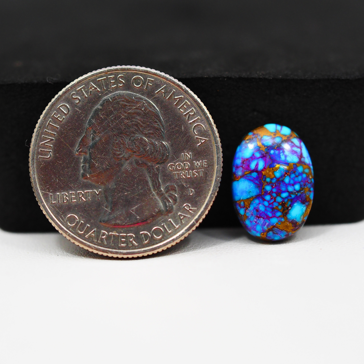 Stabilized Purple Mohave (Mojave) Turquoise Oval Cabochon 18x10x3mm 5ct - purple with blue Kingman turquoise nuggets and bronze veining - Pedra Gems.