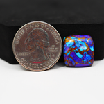 Stabilized Purple Mohave (Mojave) Turquoise Cushion Cabochon 15x15x4mm 11ct - purple with blue Kingman turquoise nuggets and bronze veining - Pedra Gems.
