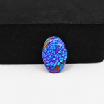 Stabilized Purple Mohave (Mojave) Turquoise Oval Cabochon 15x10x3mm 4.5ct - purple with blue Kingman turquoise nuggets and bronze veining - Pedra Gems.