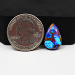 Stabilized Purple Mohave (Mojave) Turquoise Pear Cabochon 17x12x4mm 7.5ct - purple with blue Kingman turquoise nuggets and bronze veining - Pedra Gems.
