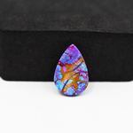 Stabilized Purple Mohave (Mojave) Turquoise Pear Cabochon 17x12x4mm 7.5ct - purple with blue Kingman turquoise nuggets and bronze veining - Pedra Gems.