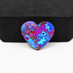 Stabilized Purple Mohave (Mojave) Turquoise Heart Cabochon 19x22x4mm 13.5ct - purple with blue Kingman turquoise nuggets and bronze veining - Pedra Gems.