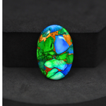 Natural Peacock Dahlia Oval Cabochon 26x17mm 16ct - Peacock Blue-Green Composite - Pedra Gems