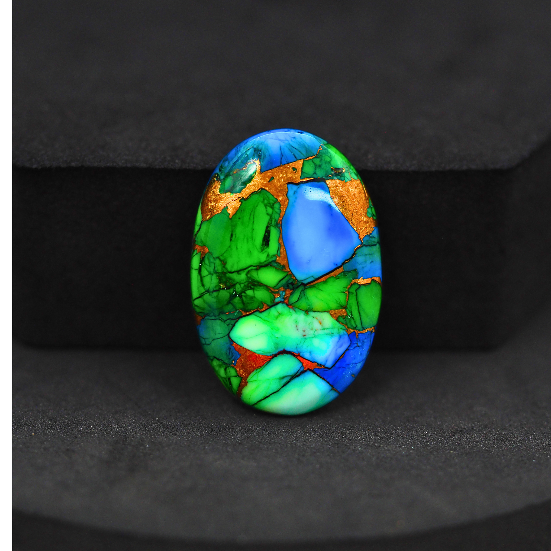 Natural Peacock Dahlia Oval Cabochon 26x17mm 16ct - Peacock Blue-Green Composite - Pedra Gems
