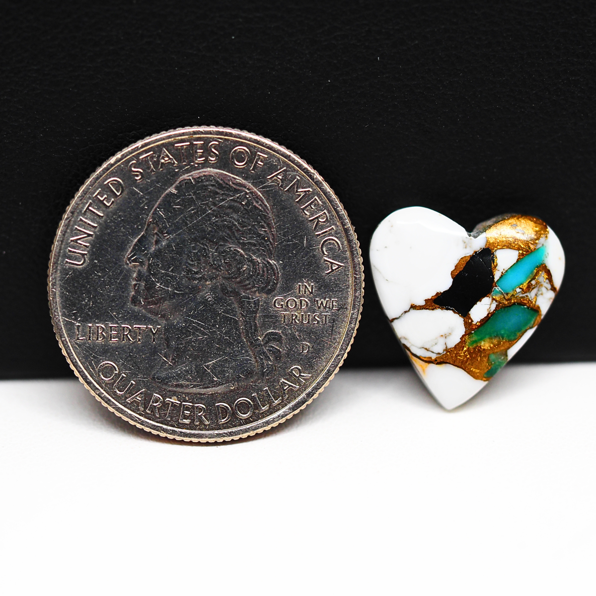 Turquoise & White Buffalo Cabochon 15x15mm 6ct Heart – Kingman, Arizona