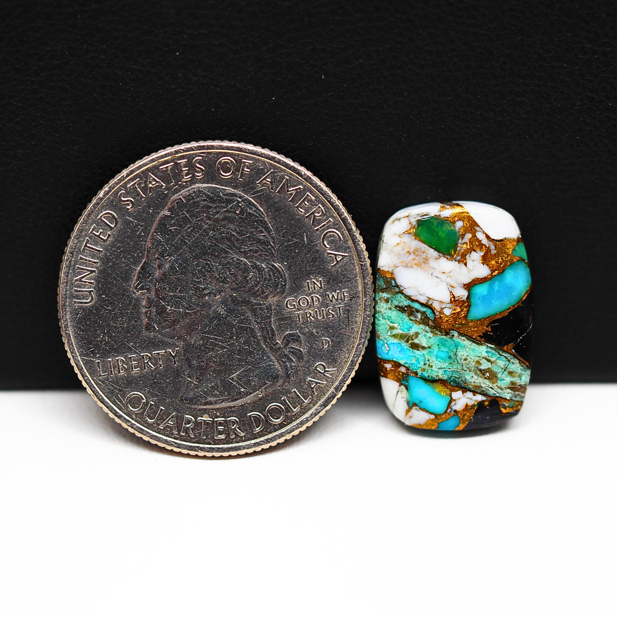 Turquoise & White Buffalo Cabochon 17x12mm 8.5ct Cushion – Kingman, Arizona