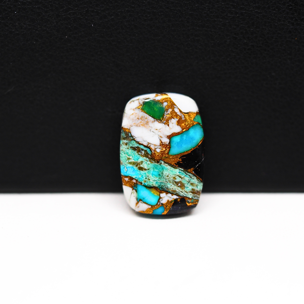 Turquoise & White Buffalo Cabochon 17x12mm 8.5ct Cushion – Kingman, Arizona