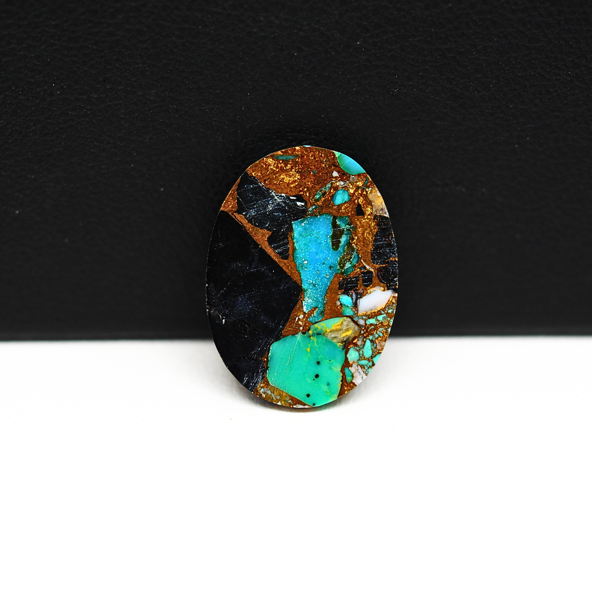 Turquoise & White Buffalo Cabochon 19x14mm 7.5ct Oval – Kingman, Arizona