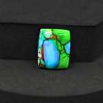 Natural Peacock Dahlia Cushion Cabochon 19x15mm 15ct - Peacock Blue-Green Composite - Pedra Gems