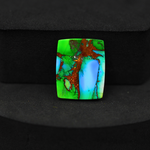 Natural Peacock Dahlia Cushion Cabochon 19x15mm 15ct - Peacock Blue-Green Composite - Pedra Gems