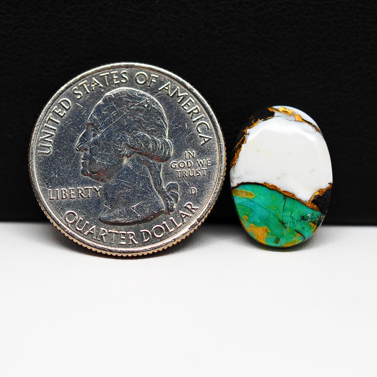 Turquoise & White Buffalo Cabochon 16x12mm 6.5ct Oval – Kingman, Arizona