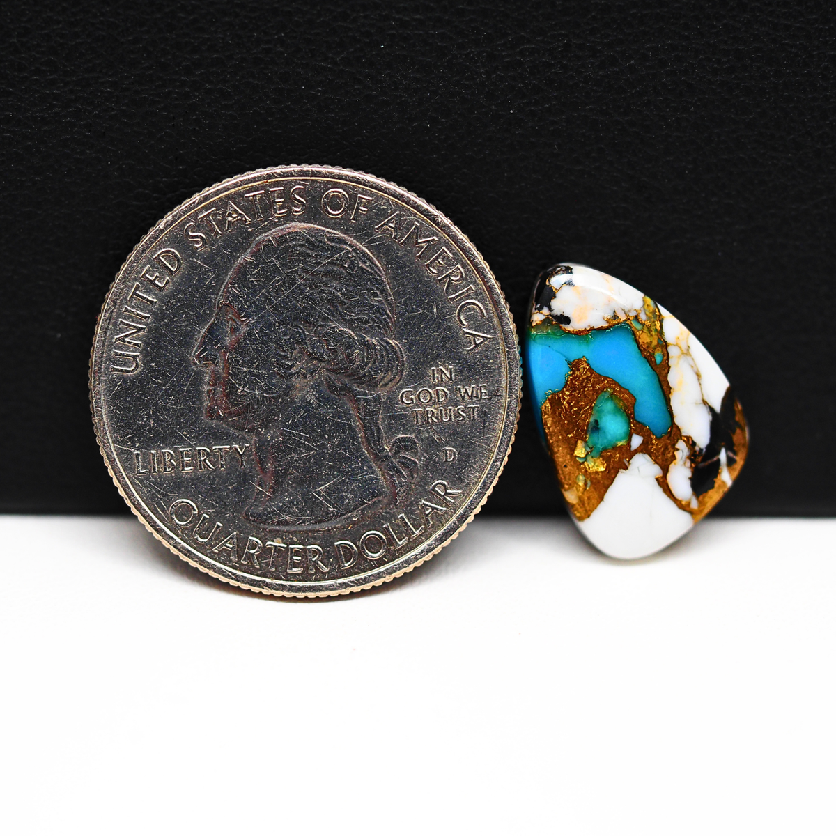 Turquoise & White Buffalo Cabochon 16x11mm 6.5ct Freeform – Kingman, Arizona
