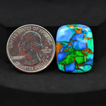 Natural Peacock Dahlia Cushion Cabochon 24x18mm 18ct - Peacock Blue-Green Composite - Pedra Gems